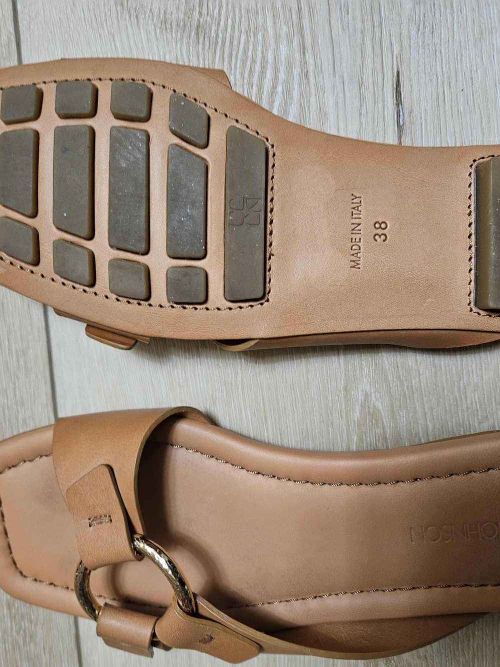 Ulla Johnson Tan Slide Sandals with Gold Ring - Picture 2 of 3
